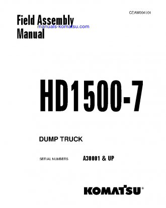 HD1500-7(USA)-W/ SDA12V160 S/N A30001-UP Field assembly manual (English)