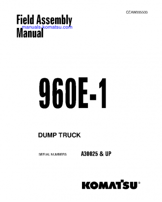 960E-1(USA) S/N A30025-UP Field assembly manual (English)