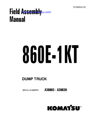 860E-1(USA)-KT S/N A30003-A30030 Field assembly manual (English)