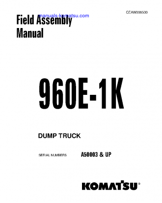960E-1(USA)-K S/N A50003-UP Field assembly manual (English)