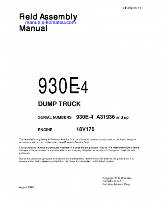 930E-4(USA) S/N A31936-UP Field assembly manual (English)