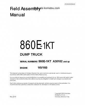860E-1(USA)-KT - HIGH VOLTAGE TROLLEY FOR EXXARO S/N A30102-UP Field assembly manual (English)