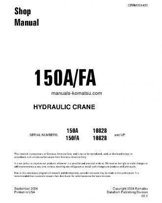 150FA S/N U010828-UP Shop (repair) manual (English)