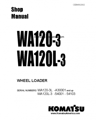 WA120L-3(JPN) S/N 54001-54103 Shop (repair) manual (English)