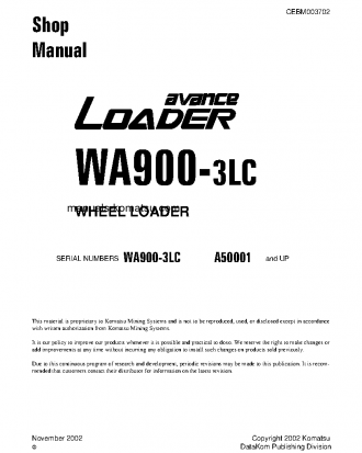 WA900-3(USA)-LC S/N A50001-UP Shop (repair) manual (English)