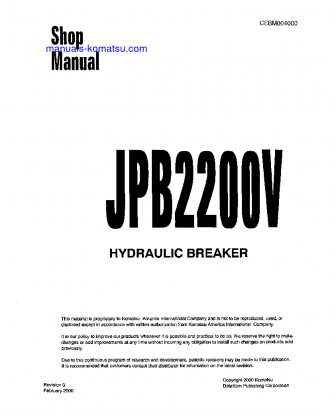 JPB2200V(USA) S/N ALL Shop (repair) manual (English)
