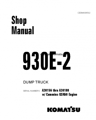 930E-2(USA)-3 S/N A30156-A30180 Shop (repair) manual (English)