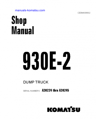 930E-2(USA)-3 S/N A30224-A30245 Shop (repair) manual (English)