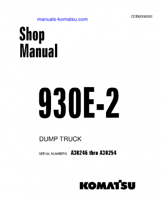 930E-2(USA)-3 S/N A30246-A30254 Shop (repair) manual (English)
