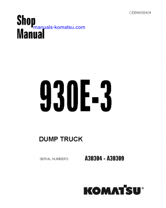 930E-3(USA) S/N A30304-A30309 Shop (repair) manual (English)