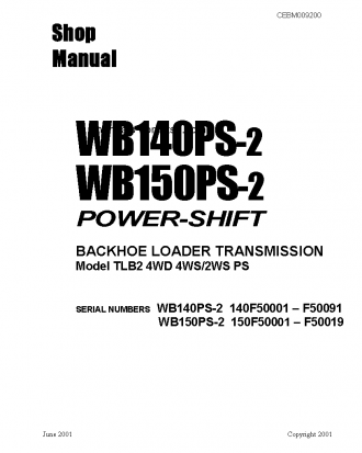 WB150PS-2(ITA) S/N TRANS`N 150F50001-150F50019 Shop (repair) manual (English)