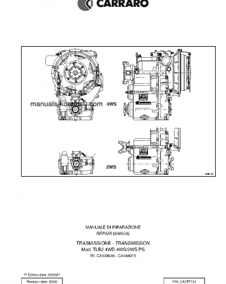 WB140PS-2(ITA) S/N TRANS`N 140F50001-140F50091 Shop (repair) manual (English)