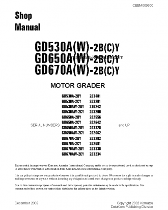 GD530AW-2(USA)-CY S/N 203290-UP Shop (repair) manual (English)