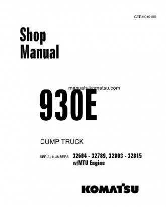 930E(USA) S/N 32803-32815 Shop (repair) manual (English)