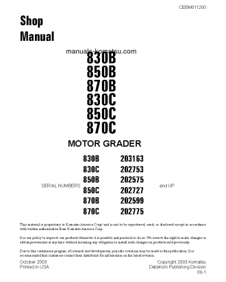 850C S/N U202727-UP Shop (repair) manual (English)