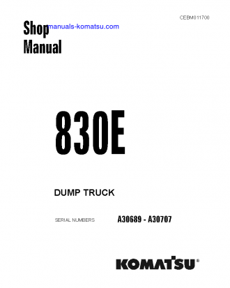 830E(USA) S/N A30689-A30707 Shop (repair) manual (English)