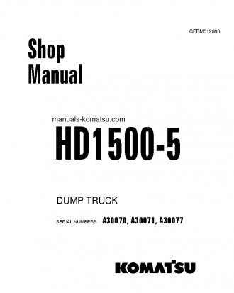 HD1500-5(USA) S/N A30070-A30071 Shop (repair) manual (English)