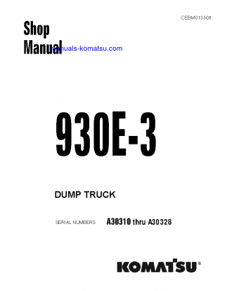 930E-3(USA) S/N A30310-A30328 Shop (repair) manual (English)