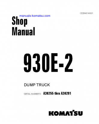 930E-2(USA) S/N A30255-A30291 Shop (repair) manual (English)