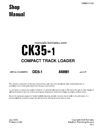 CK35-1(USA) S/N A40001-UP Shop (repair) manual (English)