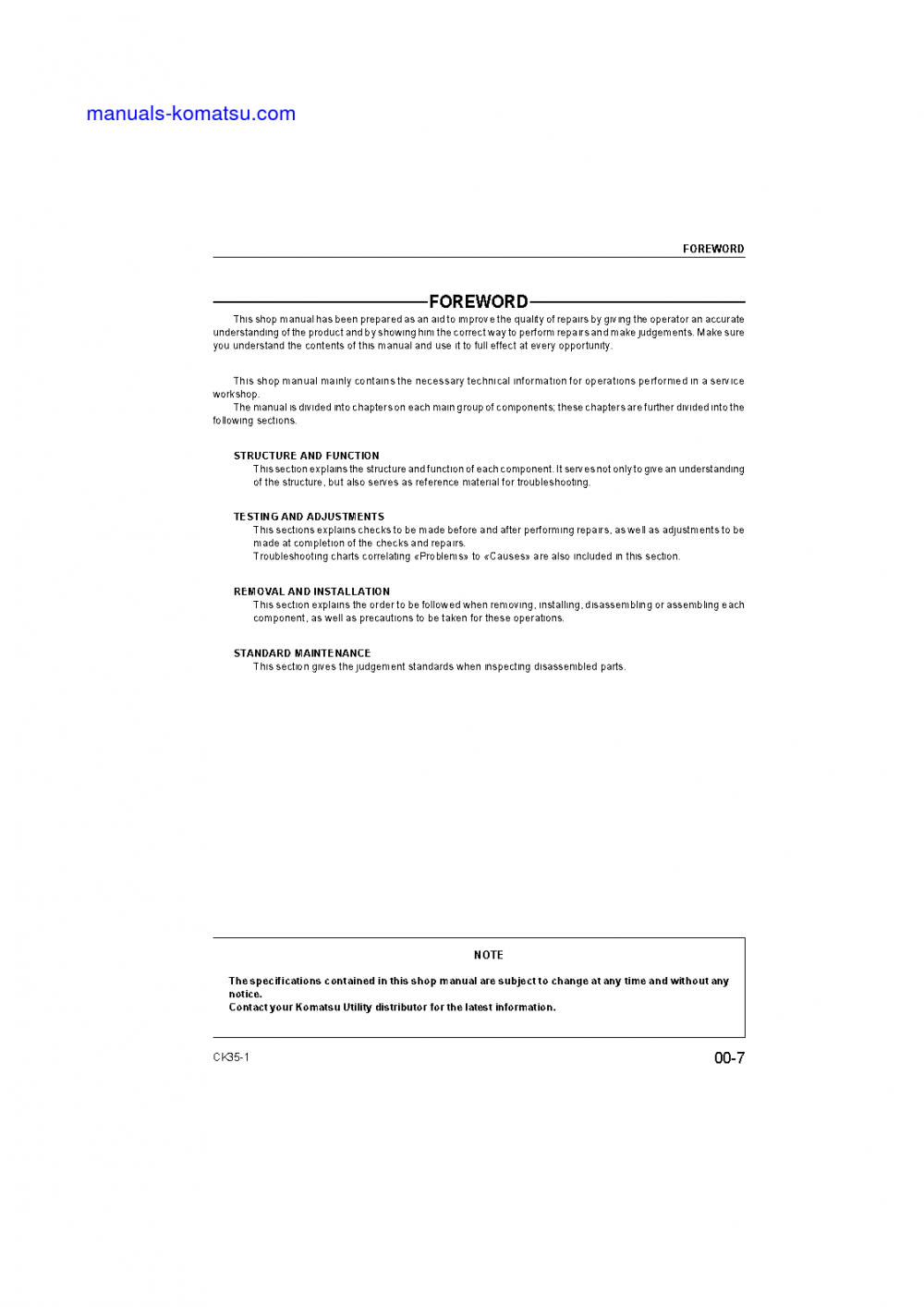 Protected: CK35-1(USA) S/N A40001-UP Shop (repair) manual (English)