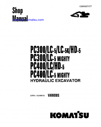 PC400LC-5(USA)-L S/N A70501-UP Shop (repair) manual (English)