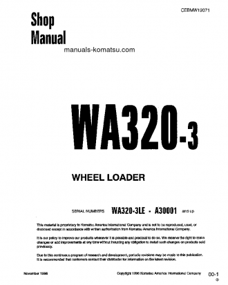 WA320-3(JPN)-L S/N A30001-UP Shop (repair) manual (English)