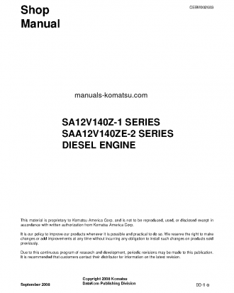 SAA12V140ZE-2(JPN)--80 S/N ALL Shop (repair) manual (English)