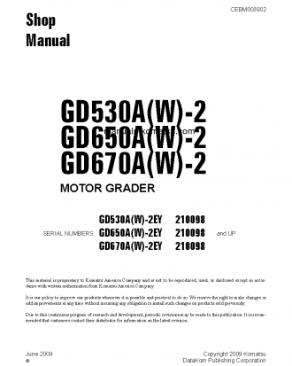 GD530AW-2(USA)-EY S/N 210098-UP Shop (repair) manual (English)