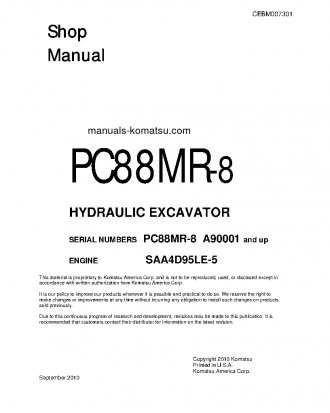 PC88MR-8(USA) S/N A90001-UP Shop (repair) manual (English)