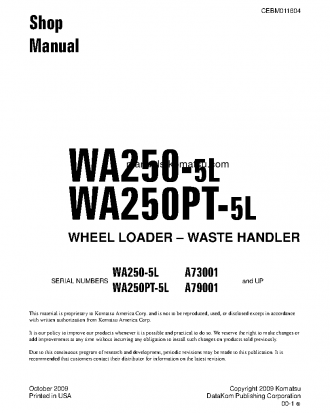 WA250PT-5(USA)-L S/N A79001-UP Shop (repair) manual (English)