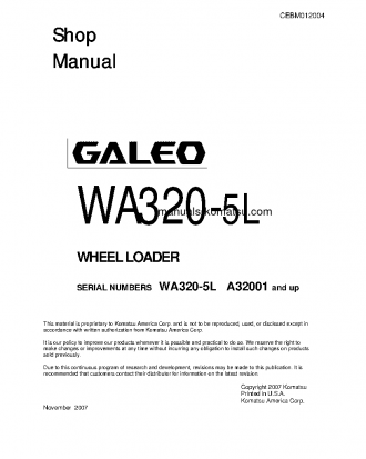 WA320-5(USA)-L S/N A32001-UP Shop (repair) manual (English)