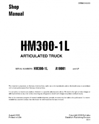 HM300-1(USA)-L S/N A10001-UP Shop (repair) manual (English)
