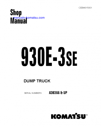 930E-3(USA)-SE S/N A30366-UP Shop (repair) manual (English)