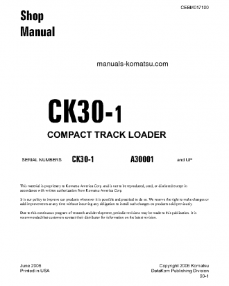 CK30-1(USA) S/N A30001-UP Shop (repair) manual (English)