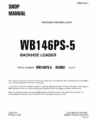 WB146PS-5(USA) S/N A43001-UP Shop (repair) manual (English)