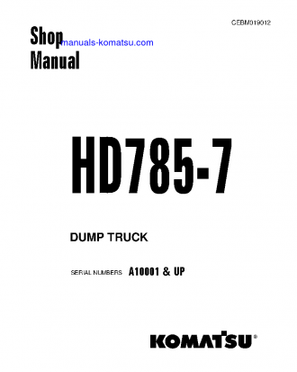 HD785-7(USA) S/N A10001-UP Shop (repair) manual (English)