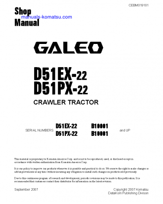 D51EX-22(BRA) S/N B10001-UP Shop (repair) manual (Dutch)