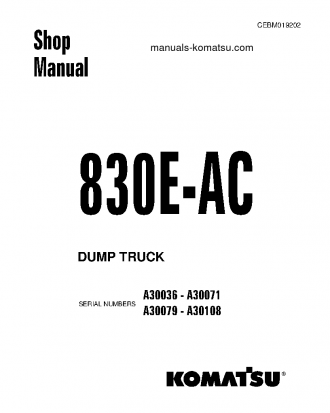 830E-AC(USA) S/N A30079-A30108 Shop (repair) manual (English)