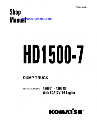 HD1500-7(USA)-W/ SDA12V160 S/N A30001-A30048 Shop (repair) manual (English)
