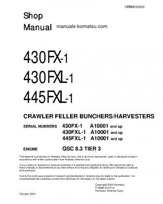 430FXL-1(USA) S/N A10001-UP Shop (repair) manual (English)
