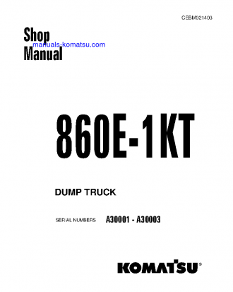 860E-1(USA)-KT S/N A30001-A30003 Shop (repair) manual (English)