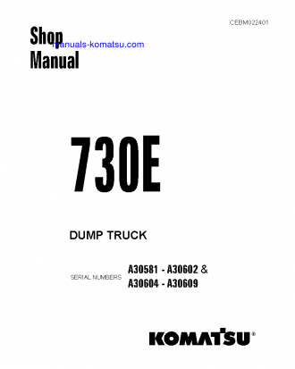 730E(USA) S/N A30604-A30609 Shop (repair) manual (English)