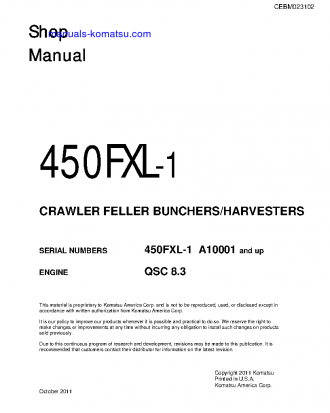 450FXL-1(USA) S/N A10001-UP Shop (repair) manual (English)