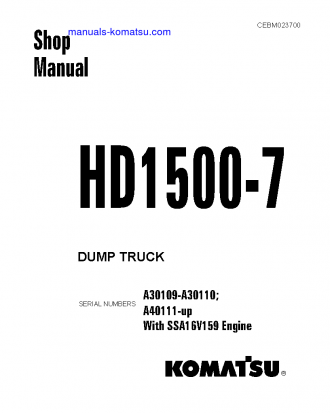 HD1500-7(USA)-W/ SSA16V159 S/N A40111-UP Shop (repair) manual (English)