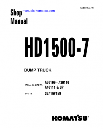 HD1500-7(USA) S/N A30109-A30110 Shop (repair) manual (English)