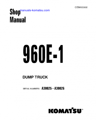 960E-1(USA) S/N A30025-A30026 Shop (repair) manual (English)
