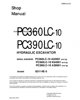 PC360LC-10(GBR) S/N K64001-UP Shop (repair) manual (English)