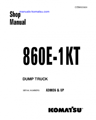 860E-1(USA)-KT S/N A30036-UP Shop (repair) manual (English)