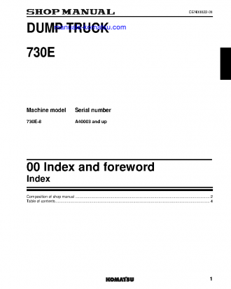 730E-8(USA) S/N A40003-UP Shop (repair) manual (English)